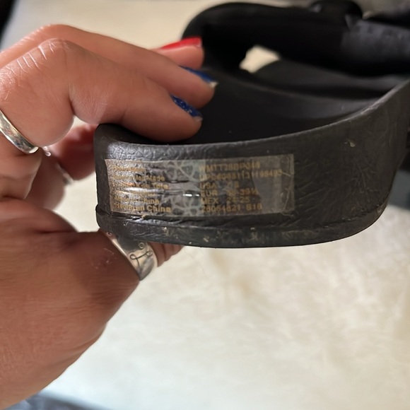 Black satin slides 7 8 bow knot sandals rubber molded foot fakin-stock M - Picture 5 of 8